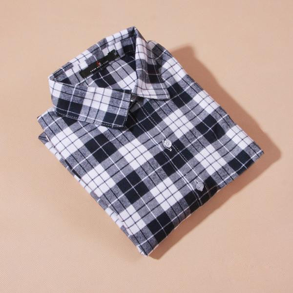 women's shirt plaid cotton top Long sleeve female tops blouse casual shirt women's clothing