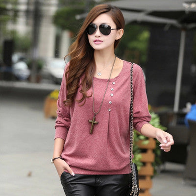 Online discount shop Australia - Batwing Top Long Sleeve Shirt Women Button Female Blouse Plus Size