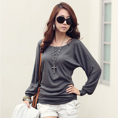 Online discount shop Australia - Batwing Top Long Sleeve Shirt Women Button Female Blouse Plus Size