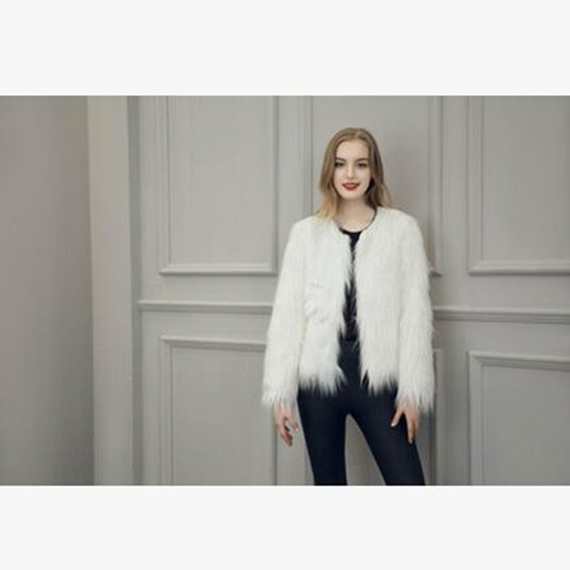 Online discount shop Australia - Fluffy faux fur coat women warm chic female outerwear Black elegant jacket coat hairy plus size overcoat
