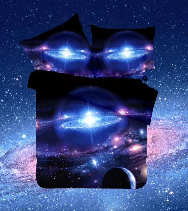 Online discount shop Australia - Hipster Galaxy 3D Bedding Set Universe Outer Space Themed Galaxy Print Bedlinen Duvet cover & pillow case queen SIZE
