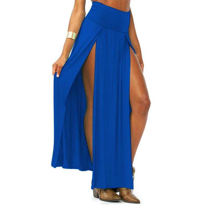 Women High Waist Maxi Long Double Slit Skirt Lady Skinny Open Two Side Split Cropped Maxi Skirt 4 Colors U2