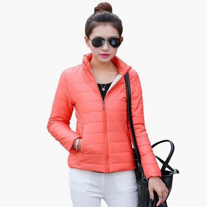 women's jacket to keep warm in padded silk ladies fashion casual Slim padded jacket
