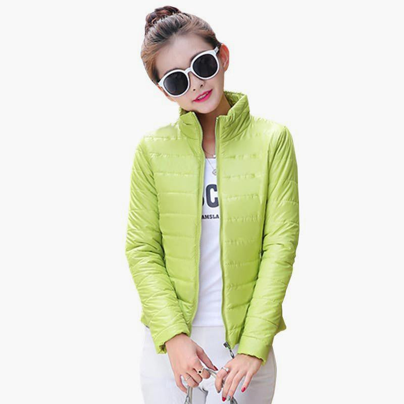 women's jacket to keep warm in padded silk ladies fashion casual Slim padded jacket
