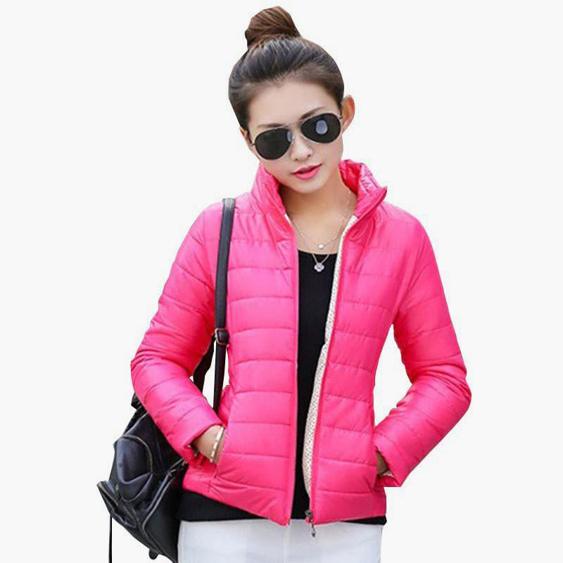 women's jacket to keep warm in padded silk ladies fashion casual Slim padded jacket