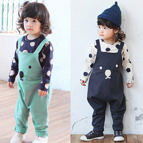 fashion Baby Boy Girls Bib Pants Overalls Bear Print Harem Pants Long Trousers 0-3Y
