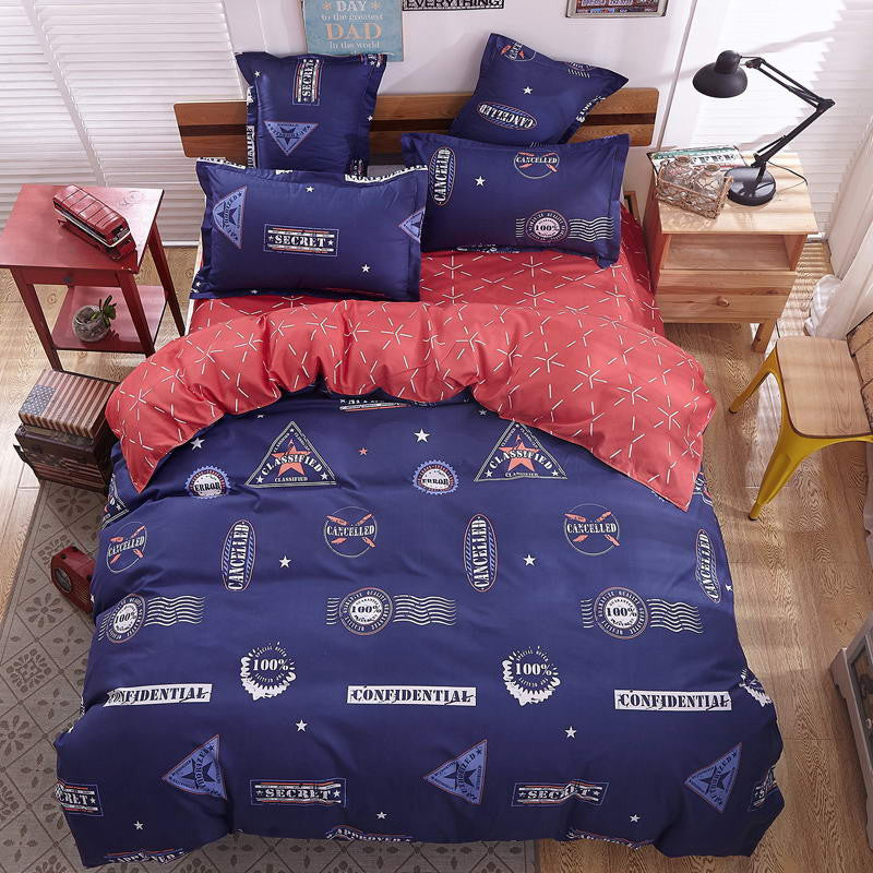 Online discount shop Australia - Bedding Sets Blue feather plus Cotton quilt/Duvet Cover Bed Sheet pillowcase 3/4 pcs Home bedding Queen Full Twin Size