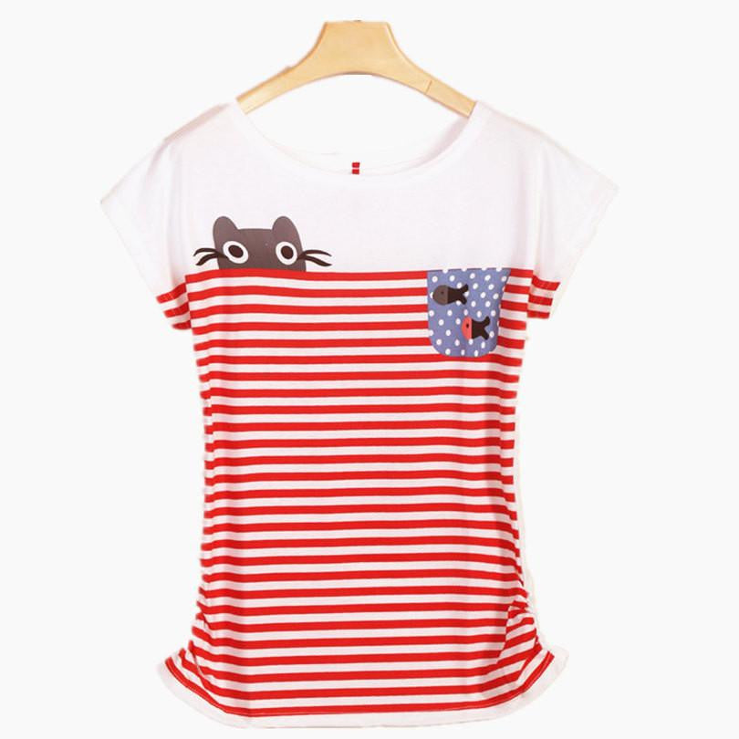 Womens Clothes Casual Printed Cotton Vintage Short-sleeve Elastic Brand Women T-shirt Tops for Women