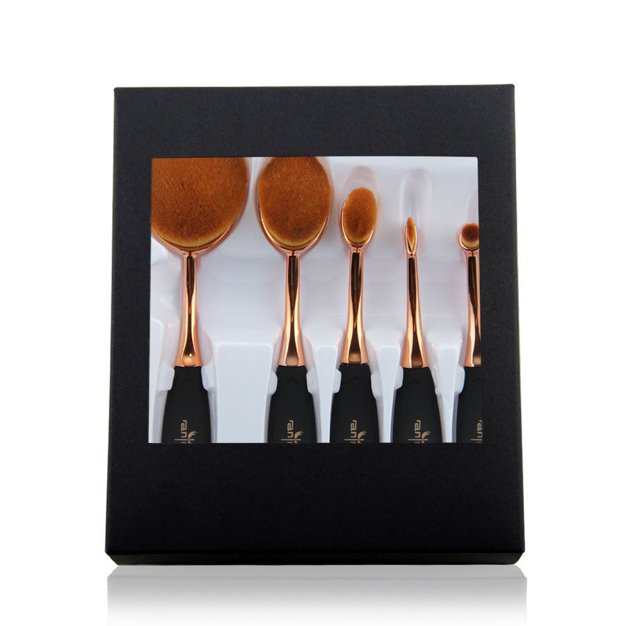 Online discount shop Australia - 5PCS Rose Gold Oval Make Up Brushes MULTIPURPOSE Makeup Brush Set Professional Makeup Brush Foundation Powder Brush Kit in BOX