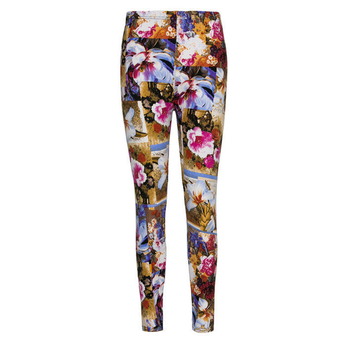 Flower Printed Legging Fashion Slim Women leggings High Elastic Cotton soft stretch pants female jeans leggins