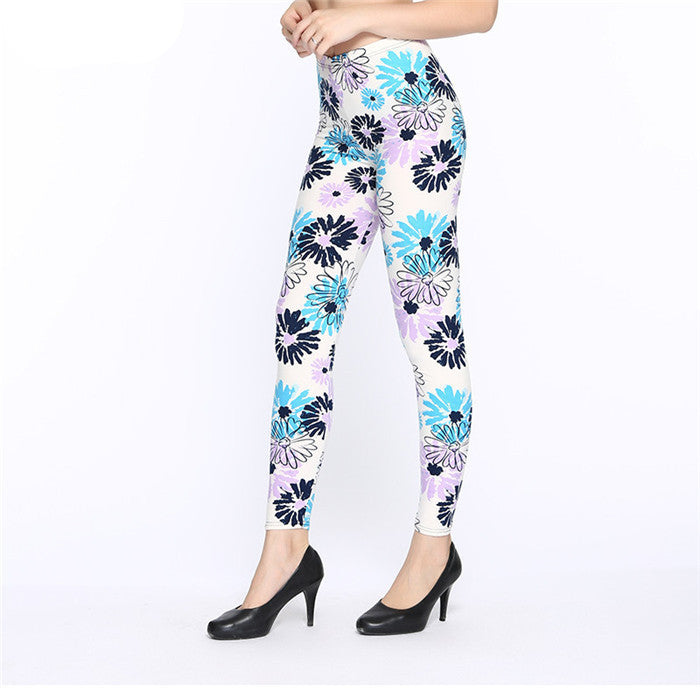 Flower Printed Legging Fashion Slim Women leggings High Elastic Cotton soft stretch pants female jeans leggins