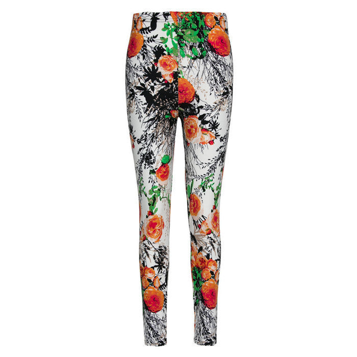 Flower Printed Legging Fashion Slim Women leggings High Elastic Cotton soft stretch pants female jeans leggins