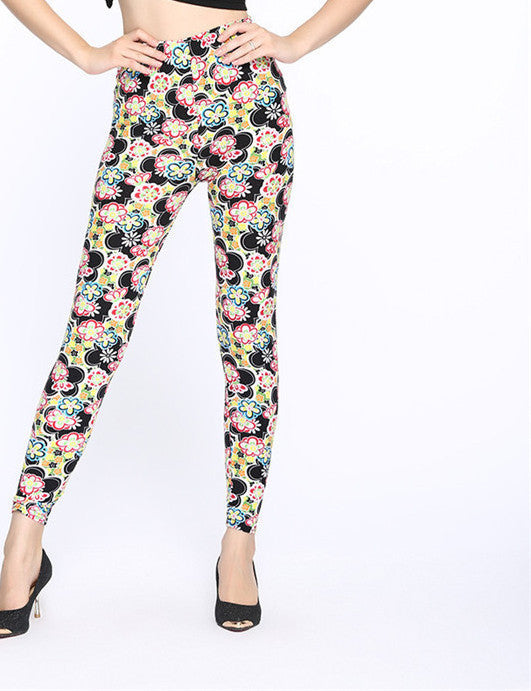 Flower Printed Legging Fashion Slim Women leggings High Elastic Cotton soft stretch pants female jeans leggins