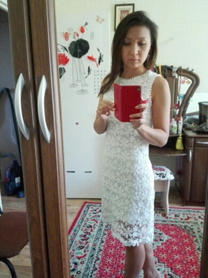 Online discount shop Australia - Dresses Women Lace dress Sleeveless Knee-Length Body Package Hip Sexy Dress