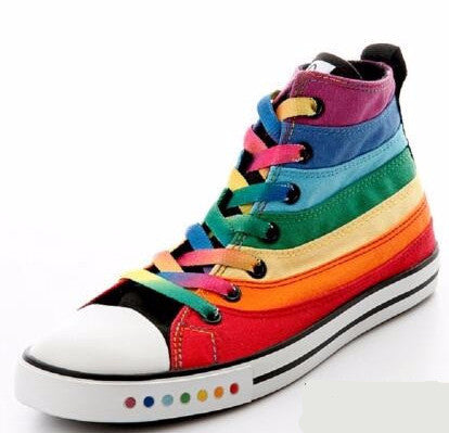 Online discount shop Australia - Flats Colorful High Canvas Shoes Female Shoes Casual Flat Woman Shoes Rainbow Lady Footwear C208