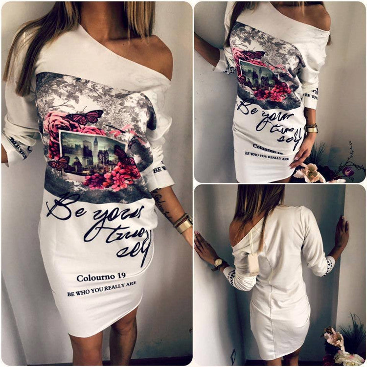 Online discount shop Australia - Dress Cartoon Printed O Neck Half Sleeve Mini Party Dresses Women Spring Floral Casual Bodycon Dress Robe
