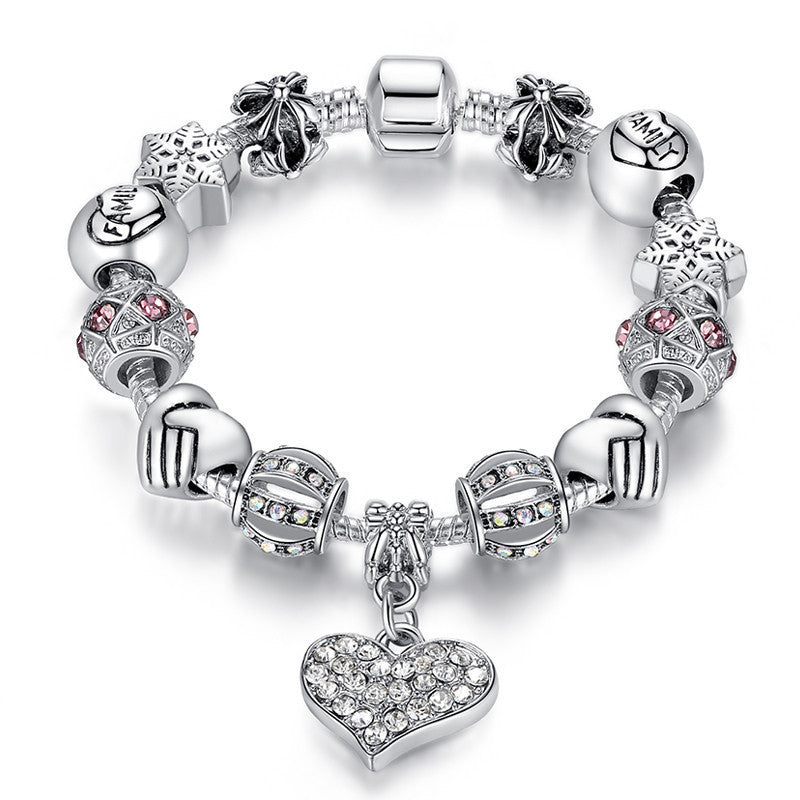 Online discount shop Australia - Luxury Brand Women Bracelet Silver Plated Crystal Charm Bracelet for Women Beads Bracelets & Bangles Jewelry Gift PS3307