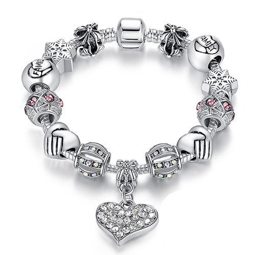 Online discount shop Australia - Luxury Brand Women Bracelet Silver Plated Crystal Charm Bracelet for Women Beads Bracelets & Bangles Jewelry Gift PS3307