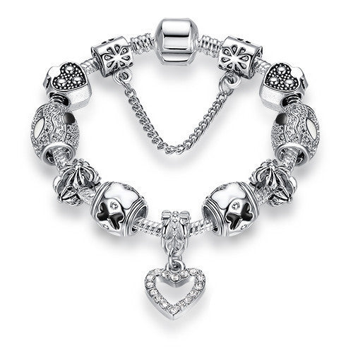 Online discount shop Australia - Luxury Brand Women Bracelet Silver Plated Crystal Charm Bracelet for Women Beads Bracelets & Bangles Jewelry Gift PS3307