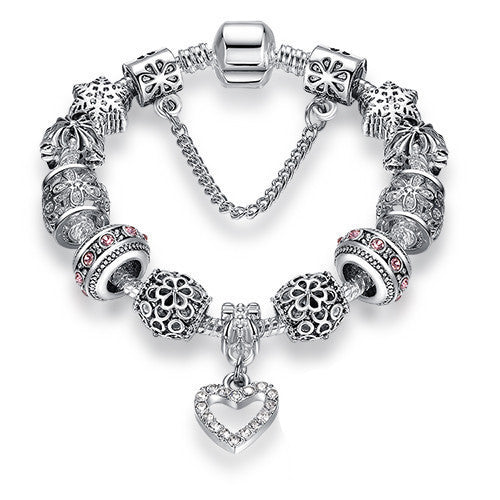 Online discount shop Australia - Luxury Brand Women Bracelet Silver Plated Crystal Charm Bracelet for Women Beads Bracelets & Bangles Jewelry Gift PS3307