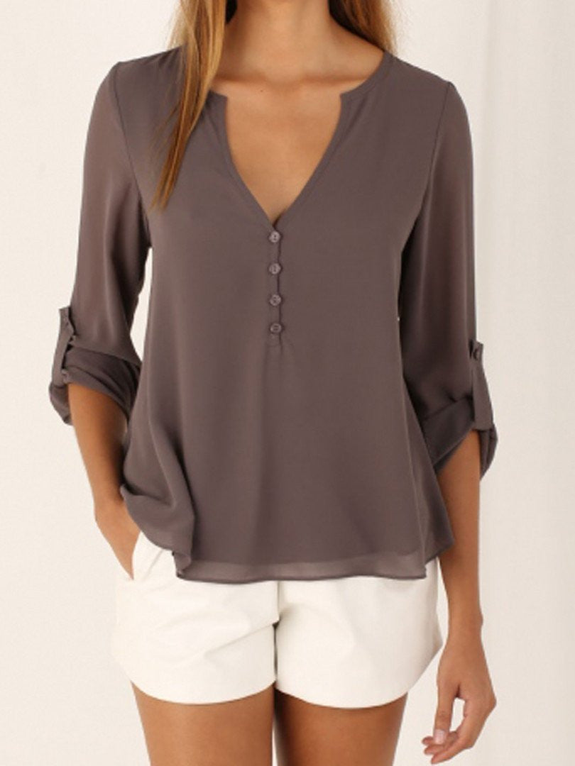 Women Casual Slim Long Sleeve Chiffon Blouse Women Clothes Lady Shirts Tops Plus Size S-5XL FB1003