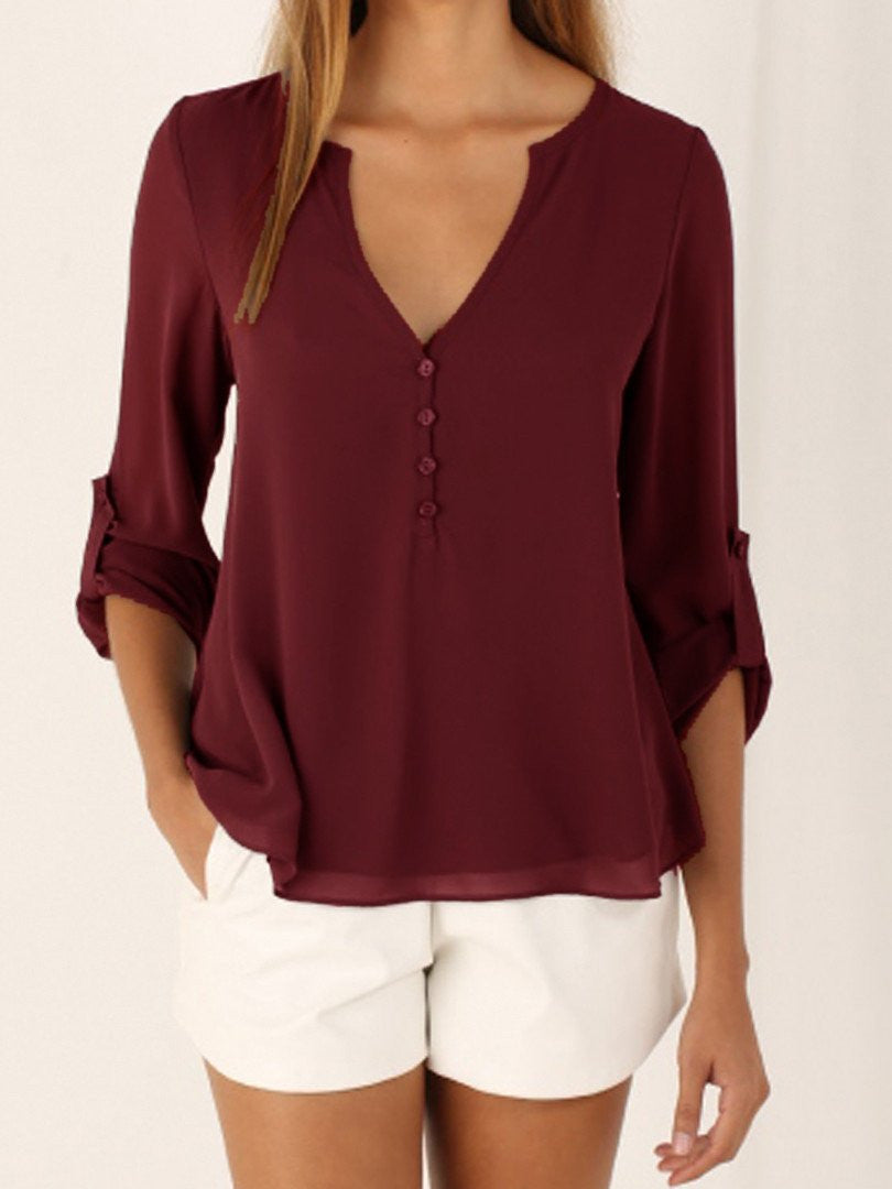 Women Casual Slim Long Sleeve Chiffon Blouse Women Clothes Lady Shirts Tops Plus Size S-5XL FB1003