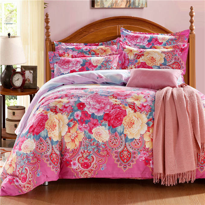 Online discount shop Australia - Bohemia boho 100% Polyester 4PCS Bedding set Duvet cover flat sheet and 2 pillow cases bed clothes