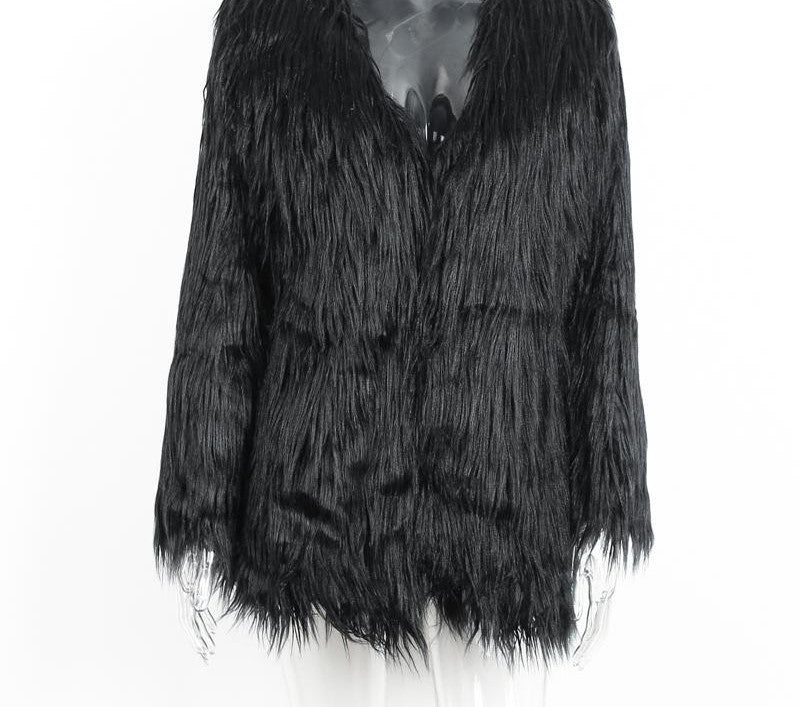 Online discount shop Australia - Fluffy faux fur coat women warm  female outerwear Black elegant jacket coat hairy party overcoat