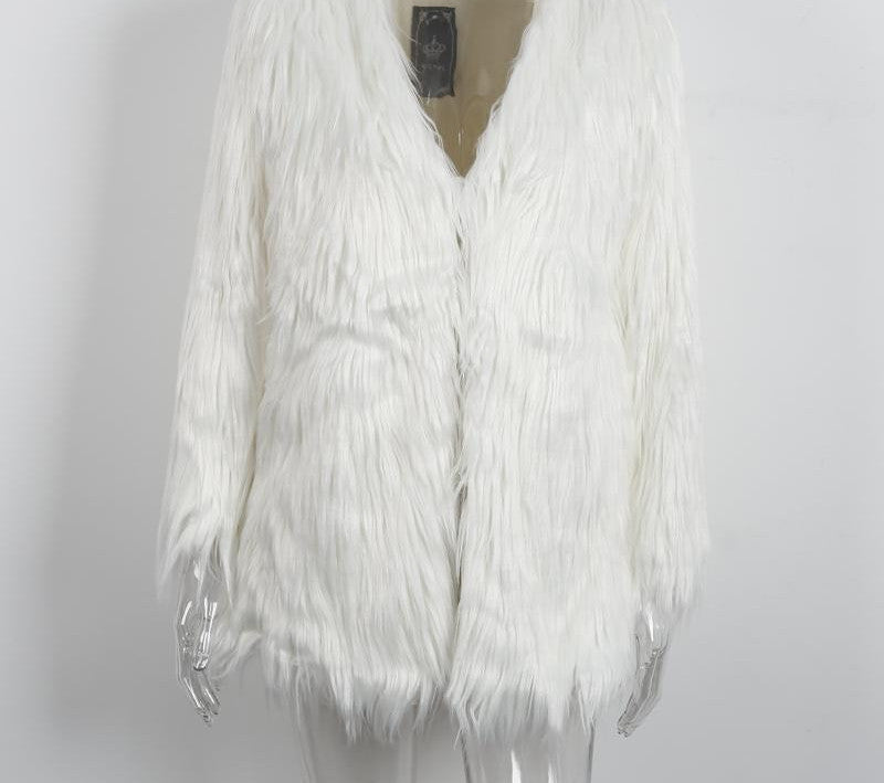 Online discount shop Australia - Fluffy faux fur coat women warm  female outerwear Black elegant jacket coat hairy party overcoat