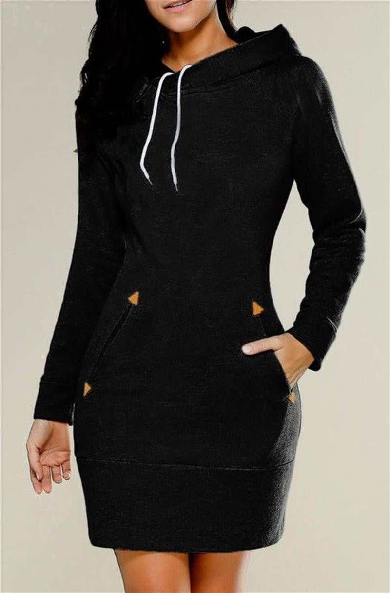 Online discount shop Australia - Fashion Autumn Dresses Women Hoodie Dress Pocket Long Sleeve Mini Dress Casual Dress Women Clothing Vestidos De Festa LJ5841E