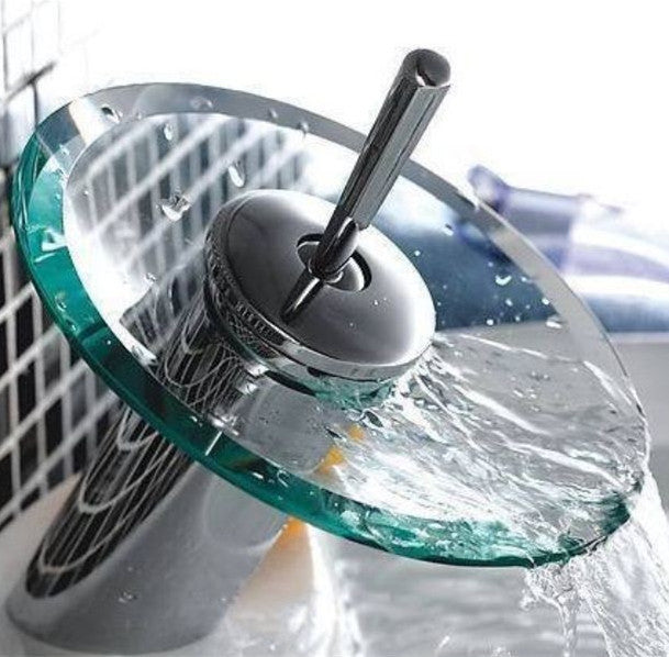 Online discount shop Australia - Bathroom single lever glass waterfall mixer tap with single handle brass bathroom waterfall basin sink faucet of sanitary ware