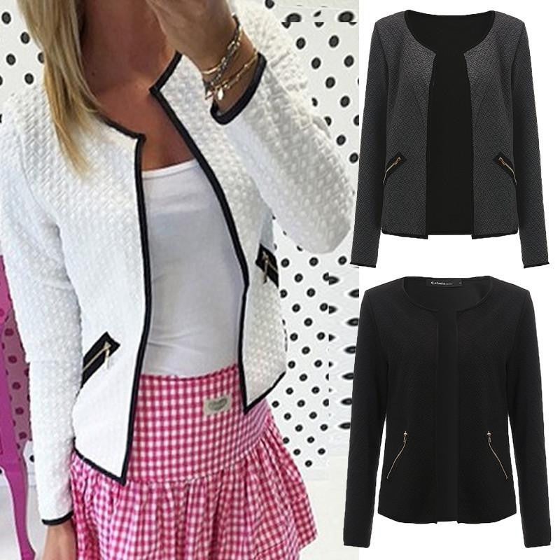 Online discount shop Australia - CELMIA S-4XL  Women Jacket Long Sleeve Zipper Pockets Slim Short Cardigan Coat Casual Outwear chaquetas mujer Plus Size