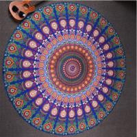 Tapestry Peacock Printed Beach Towel Mat Sunblock Round Bikini Cover-Up Blanket Throw