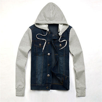 Online discount shop Australia - Men's fashion men's sportswear cowboy hoodies, hooded jacket removable hat denim jacket size M-4XL, 5XL