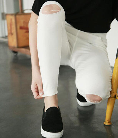 Women Jeans Skinny Pencil Hole Pants Ripped Denim skinny sexy Bottom Female Slim Trousers Summer leggins Cotton High Elastic