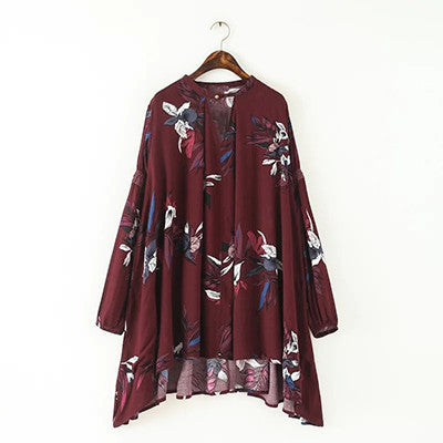 Online discount shop Australia - casual long-sleeved V-neck floral print yellow blue women mini dress