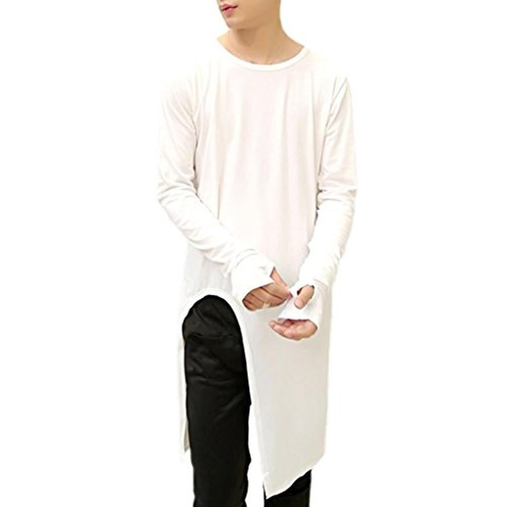 Online discount shop Australia - Brand Clothing Cotton t-shirt Mens Long Sleeve with Finger Hole Long Length Men T Shirts Novelty TeeTop S-XXL H09