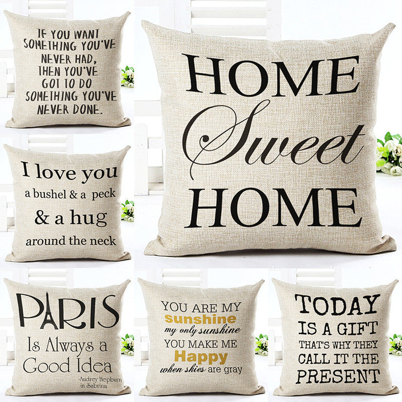 Online discount shop Australia - Love Letter Printed Linen Cotton Square 45x45cm European Home Decor Houseware Bed Cushion Throw Pillow Cushion