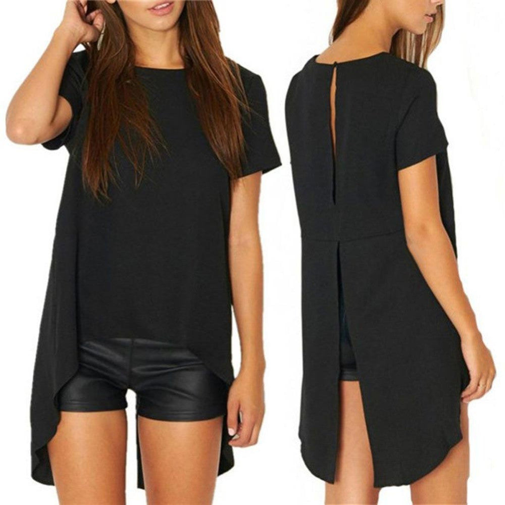 Online discount shop Australia - HOT New Women Ladies Sexy High Low Cotton T Shirt Dress Summer Casual Loose Cut Out Vintage Black Club Party Dress Plus Size Z2