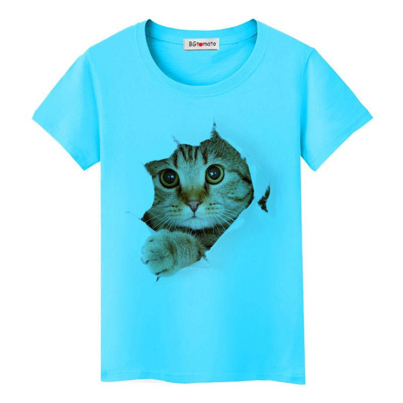 Super cute 3D little cats women lovely cool shirts Good comfortable casual tops brand shirts
