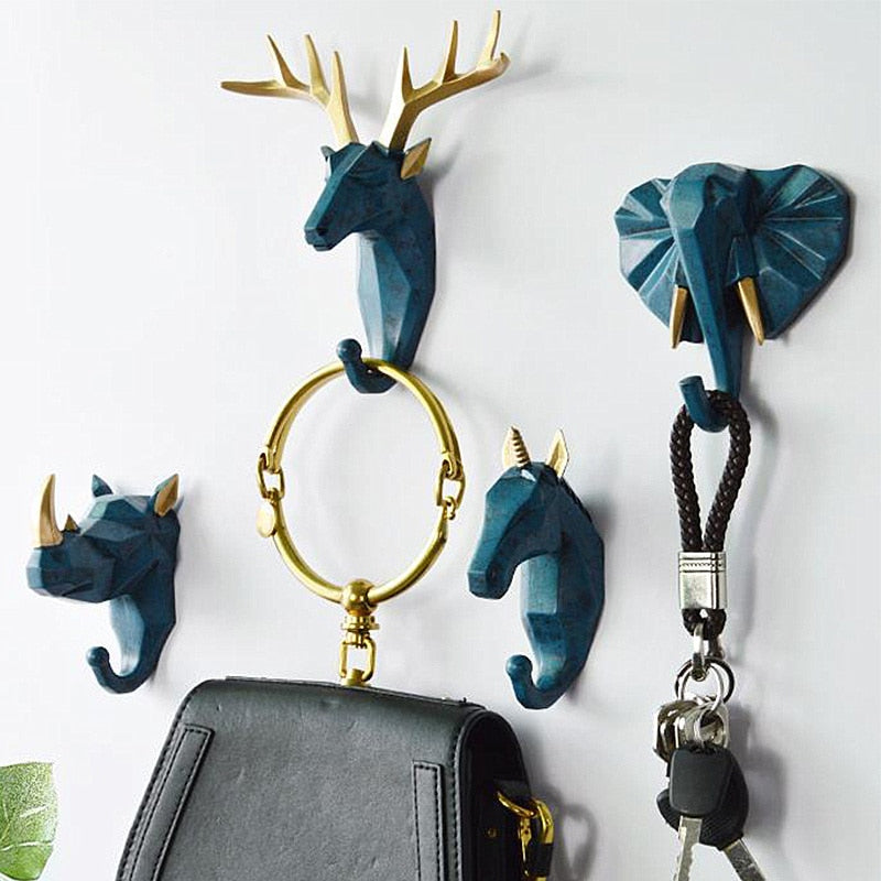 Nordic Animal Hanging Coat Hook Wall Punch-free Deer Head Key Hanger Home Storage
