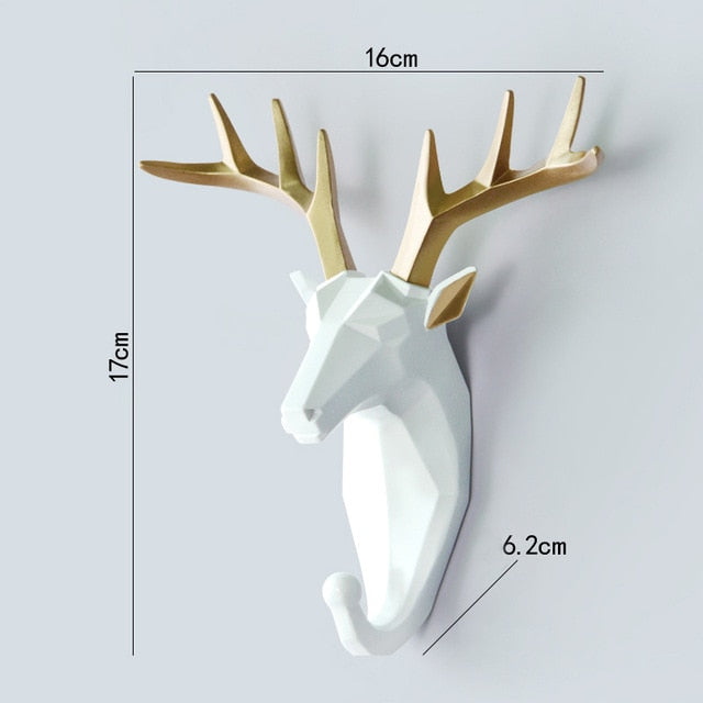 Nordic Animal Hanging Coat Hook Wall Punch-free Deer Head Key Hanger Home Storage
