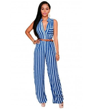 Online discount shop Australia - New 6 Colors Women Jumpsuit V Neck Belt Embellished Jumpsuit LC64003 Plus Size