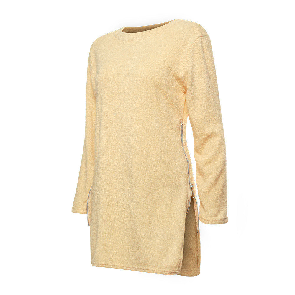 Online discount shop Australia - Elegant Long Sleeve Sweater Dress Women Casual Zipper Kintted Loose Winter Tunic Dresses
