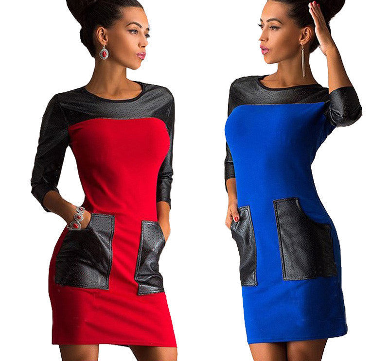 est Women Casual Patchwork Dress Fashion Popular Three Quarter Sleeve O-Neck Loose Spring Autumn Dress Plus Size S-XXL