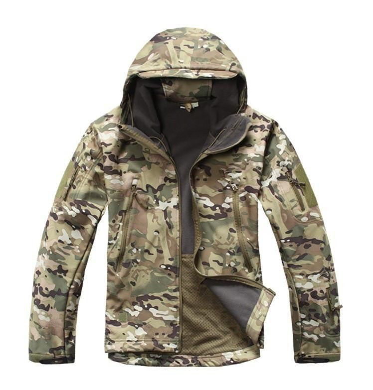Tactical Snake Camouflage Army Jacket Men Military Shark V4.5 Waterproof Soft Shell Outdoors Jackets Fleece Hooded Camo Clothes