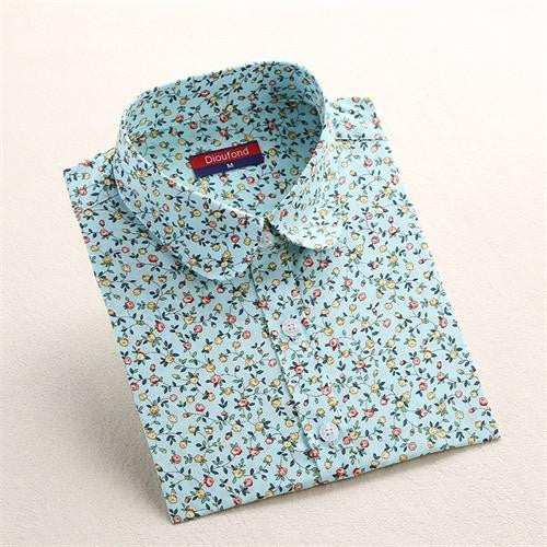 Vintage Top Floral Shirts Women Cotton Linen Blouses Elegant Ladies Tops Long Sleeve Shirt Casual Women Clothing