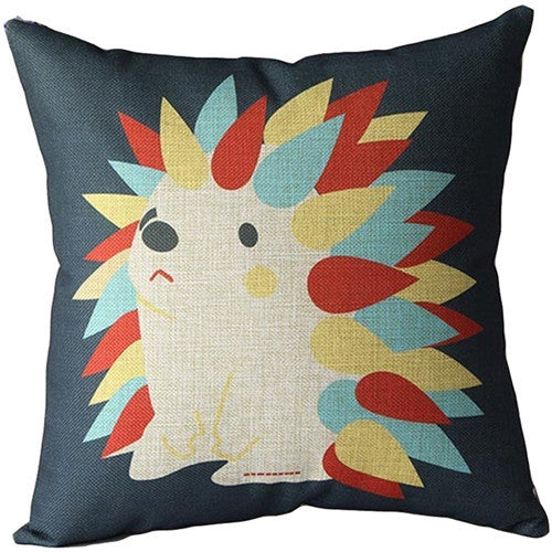 Online discount shop Australia - Animal Cushion Cover Hedgehog Fox Cotton Linen Chair Seat Decorative Pillow Cover 45x45cm Pillowcase Home Living Textile