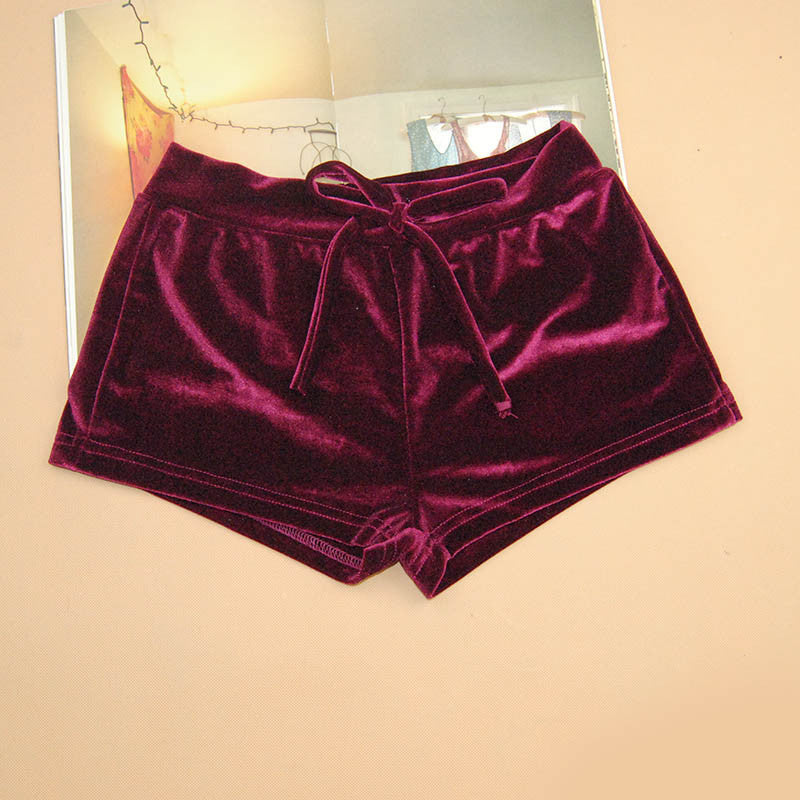 Online discount shop Australia - Fashion Women velvet Elastic shorts casual High waist sexy elegant skinny shorts Nigh Club Wear 70104