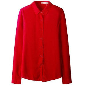 Long-sleeve Shirt 5 Solid Women Blouses Button Color Female Chiffon blouse Women's Slim Clothing